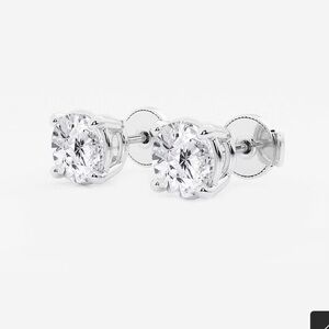 Diamond Stud Earrings (2 ctw) in 925 Sterling Silver Setting